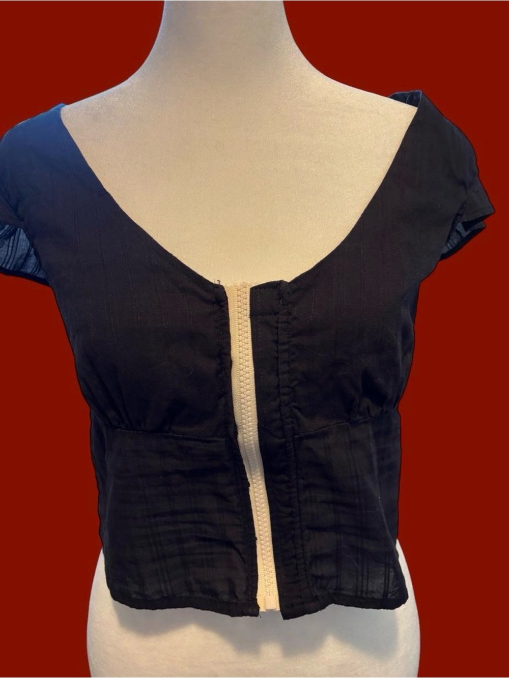 Y2K Cotton On Black Corset Top Contrast Zip Whimsigoth